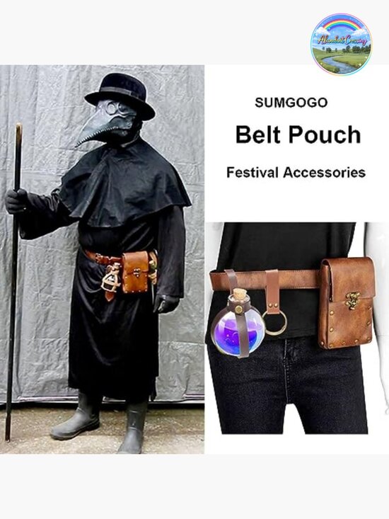 Leather Steampunk Belt Pouch Waist Bag with Belt